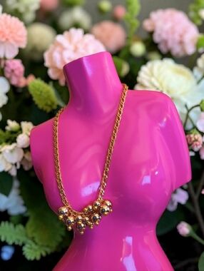 Gold-tone Cluster Bead Necklace